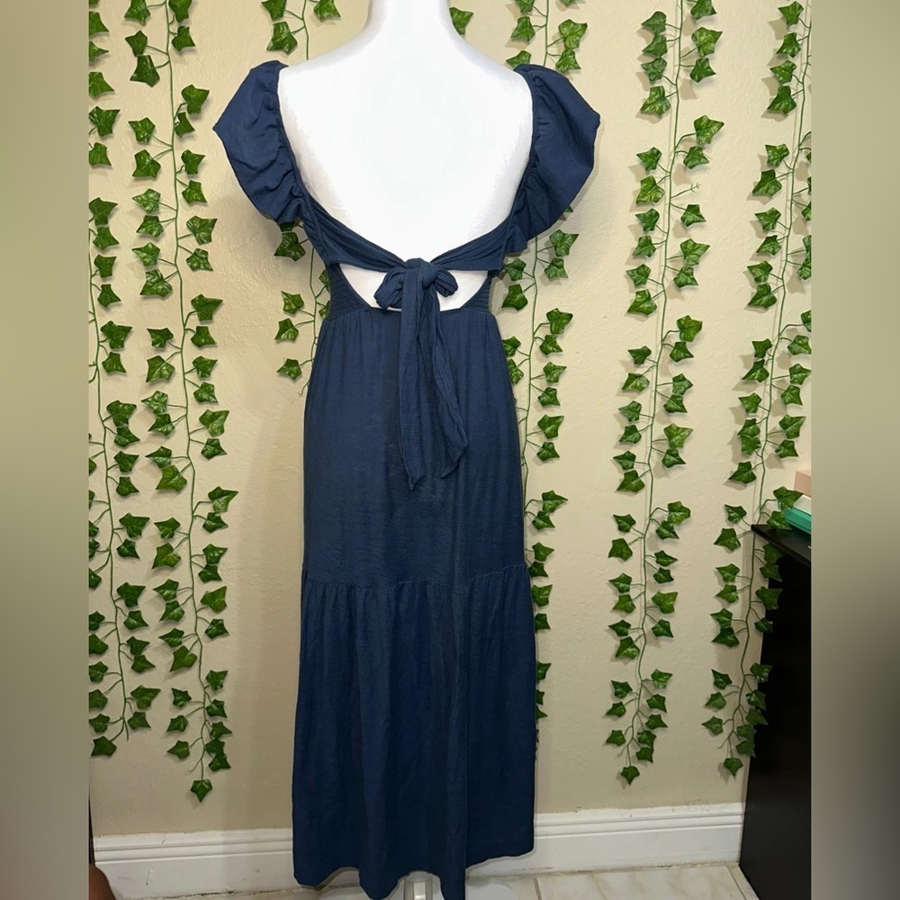Nation Ltd. Gwen Tie Back Dress- French Navy XS - Picture 6 of 8